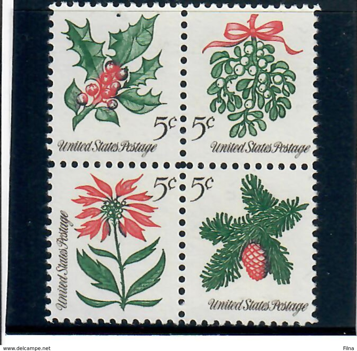 STATI UNITI U.S.A. 1964 - FLORA - NATALE - QUARTINA   - MNH ** - Nuovi