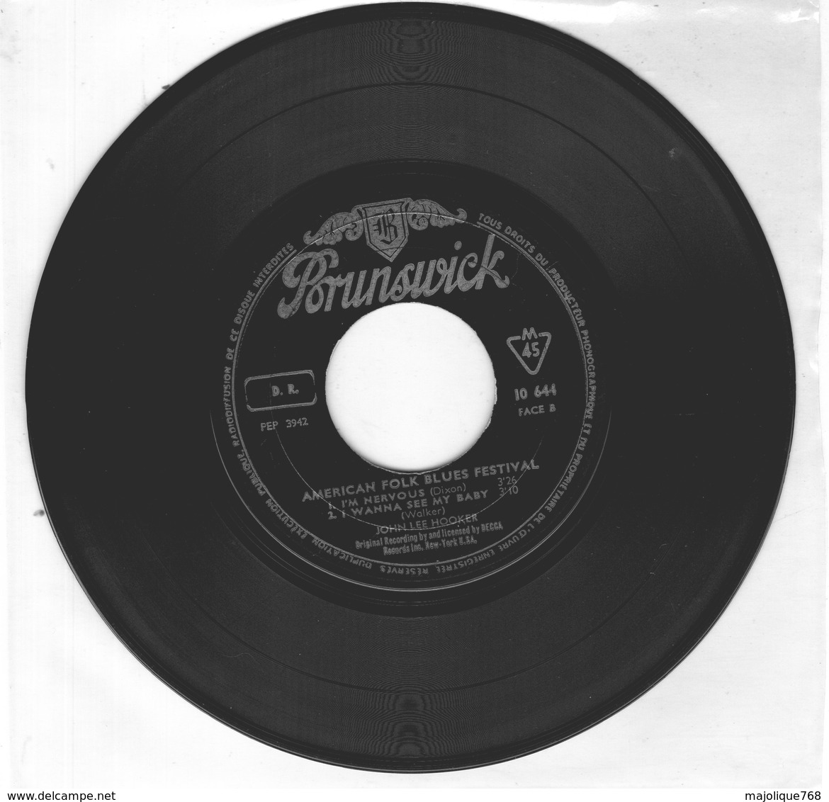 John Lee Hooker  American Blues Festival- Shake It Baby - I'M Nervous - Brunswick 10644 - 1963 Sans Pochette - - Blues