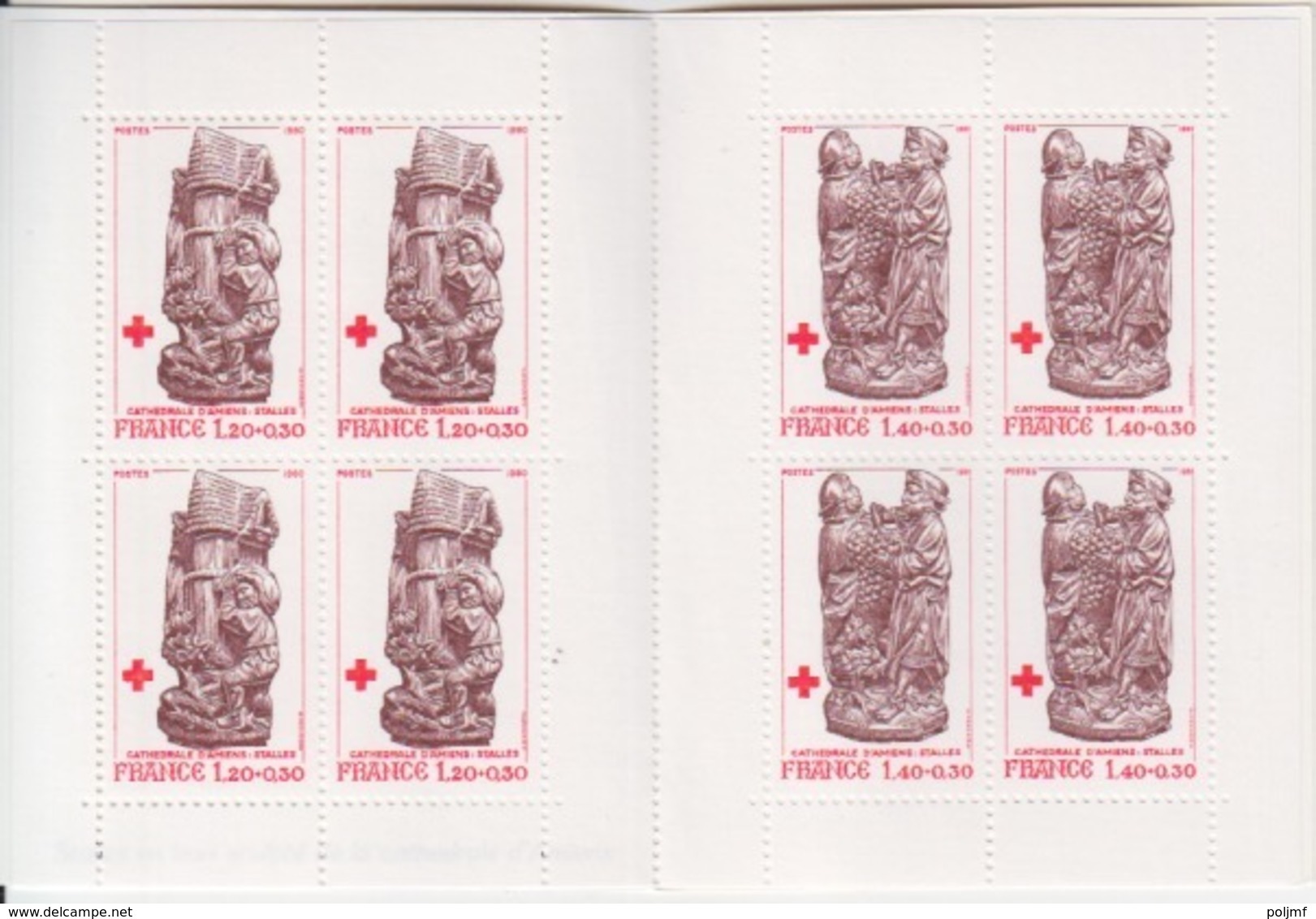 Carnet Croix Rouge 1980 (Stalles En Bois Sculpté De La Cathédrale D'Amiens N° 2116a, 2117a), Neuf Sans Traces - Rode Kruis