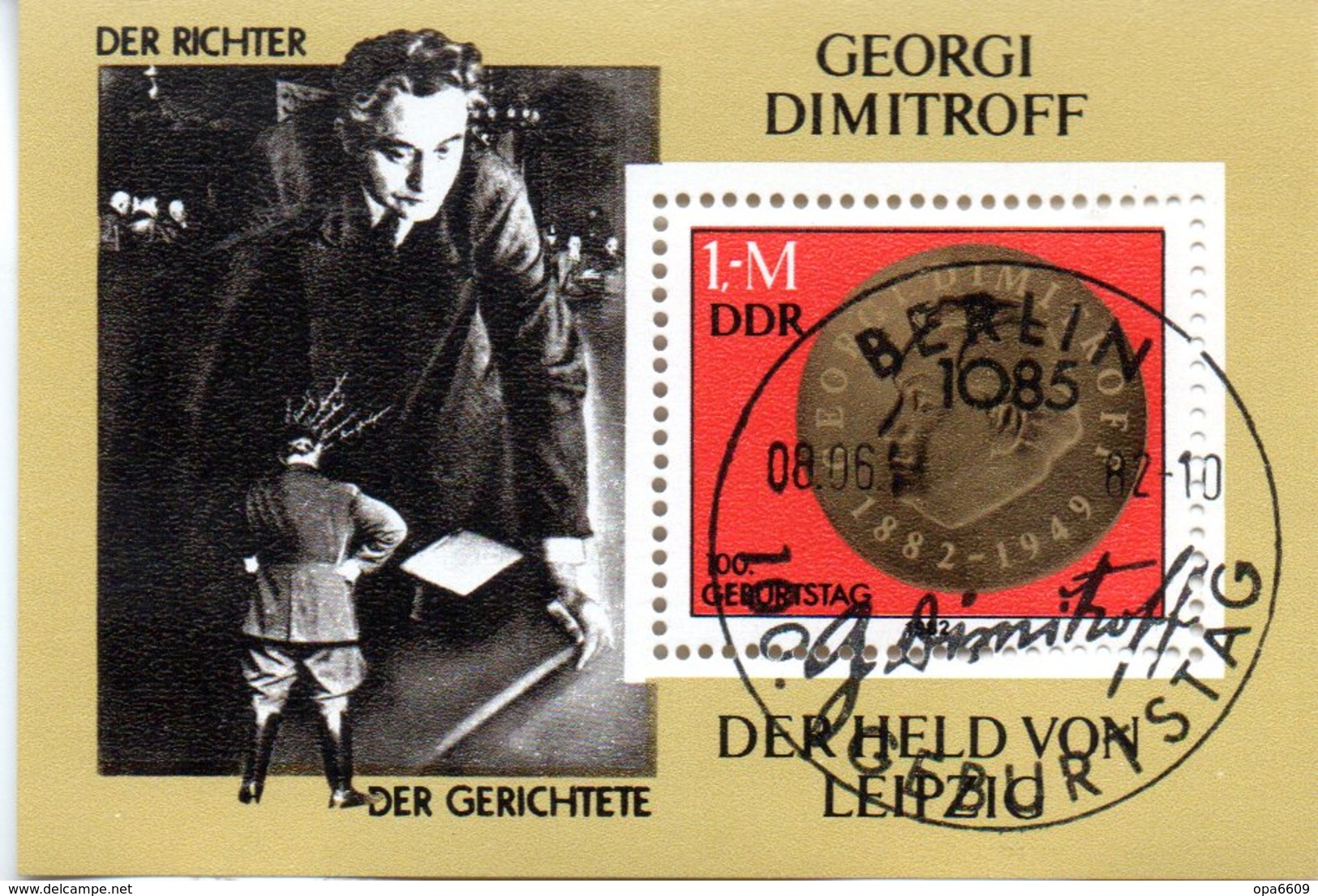 (DDR-Bl) DDR Mi. Block 88 "100. Geburtstag Von Georgi M. Dimitrow "  ESSt. 8.6.1982 BERLIN - Other & Unclassified