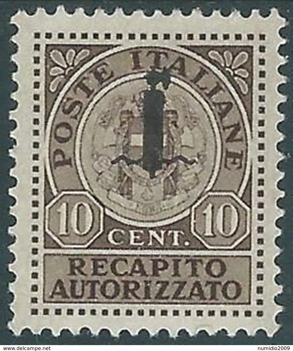 1944 RSI RECAPITO AUTORIZZATO 10 CENT MH * - RB8-6 - Poste Exprèsse