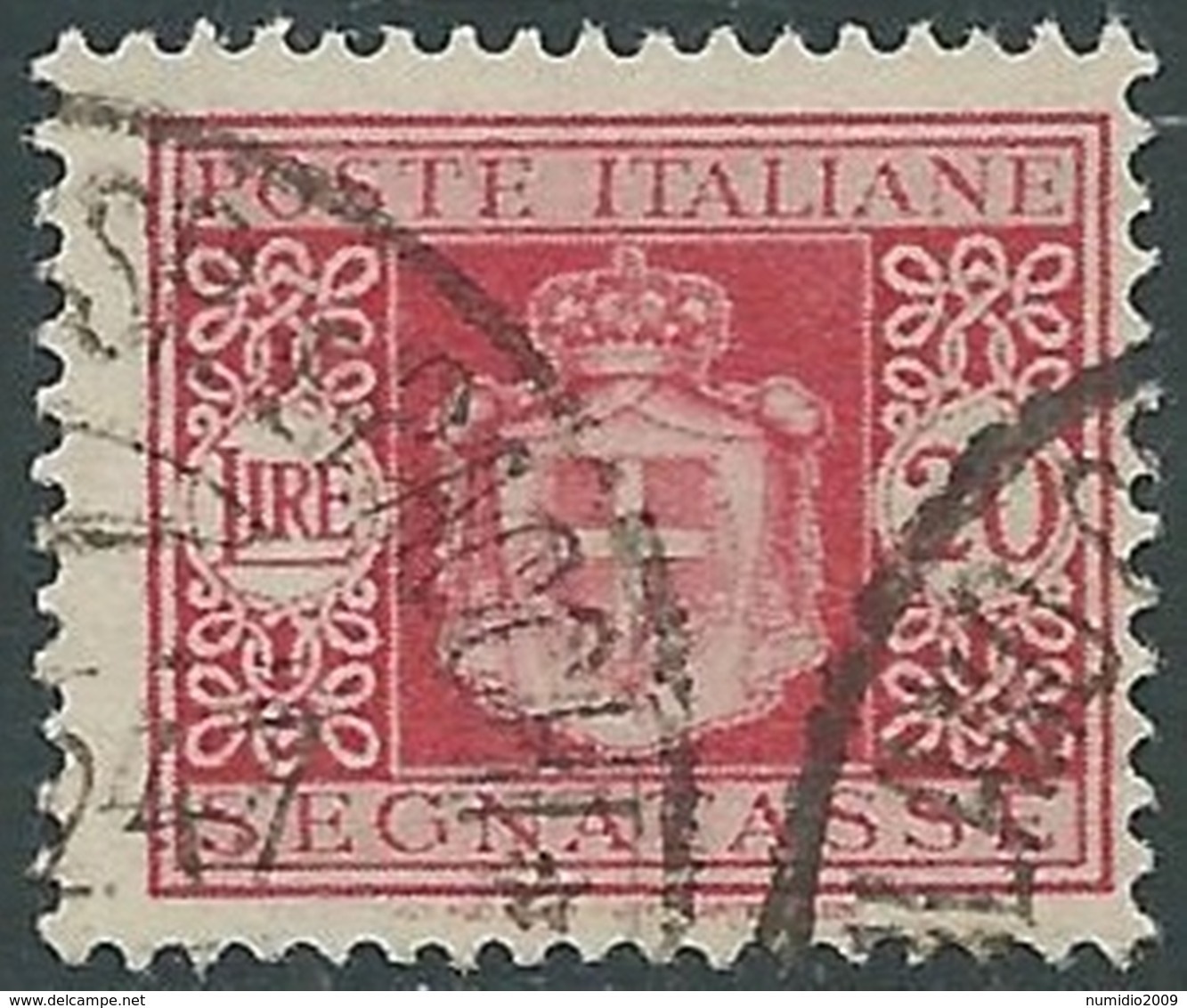 1945 LUOGOTENENZA SEGNATASSE USATO 20 LIRE FILIGRANA RUOTA - RB38-6 - Strafport