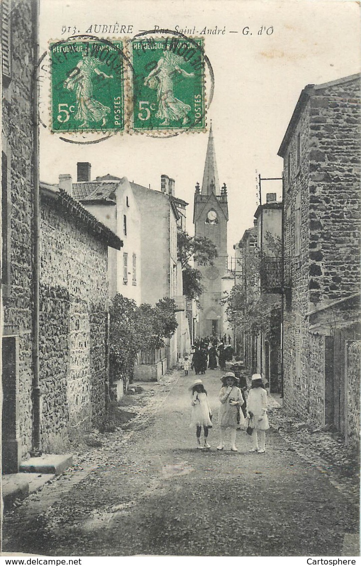 CPA 63 Puy-de-Dôme Aubière Rue Saint André - Eglise - Fillettes - Aubiere