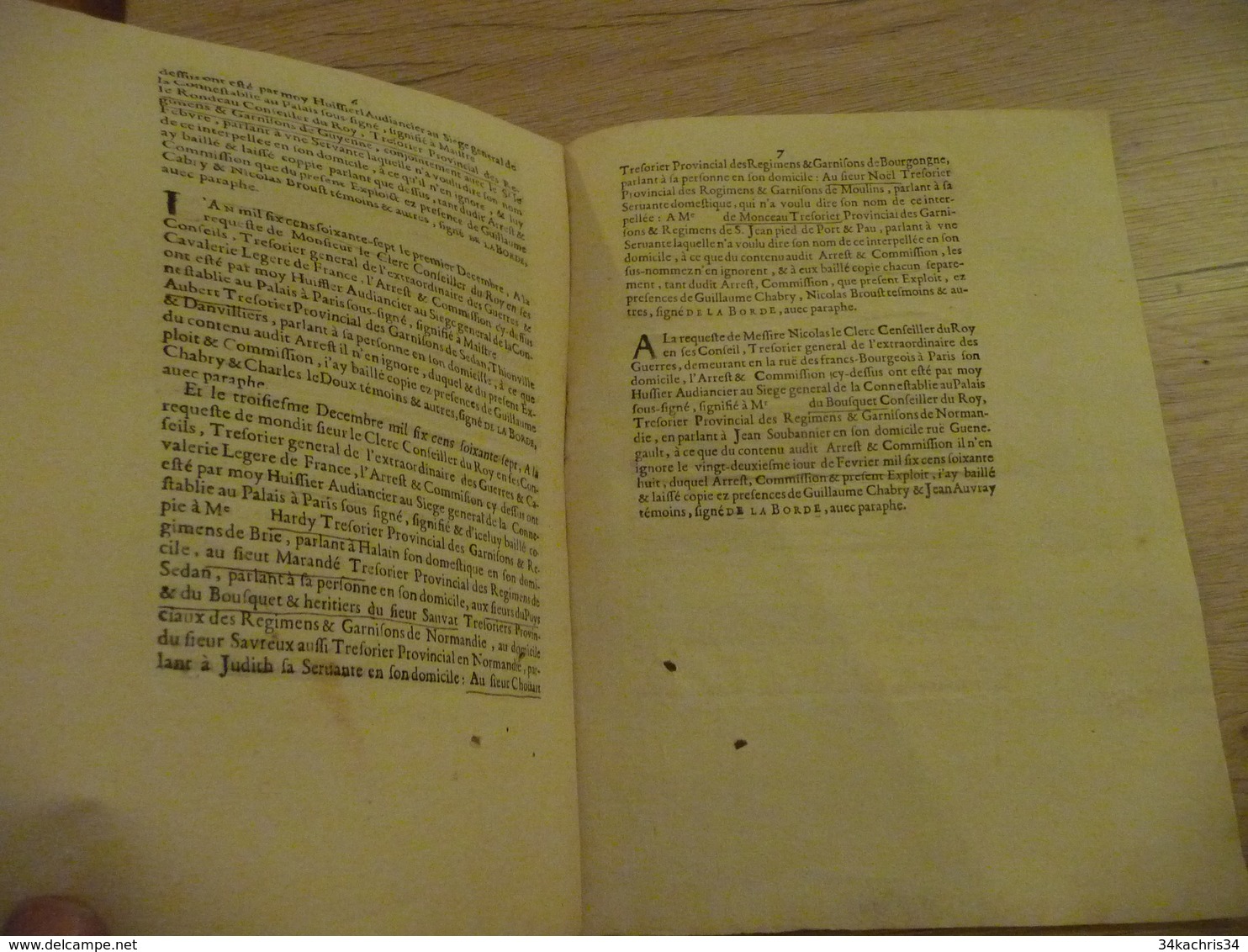 Extrait Registres Conseil D'Etat 1668 Extraordinaire Des Guerres Nominations Trésoriers 7 Pages - Gesetze & Erlasse