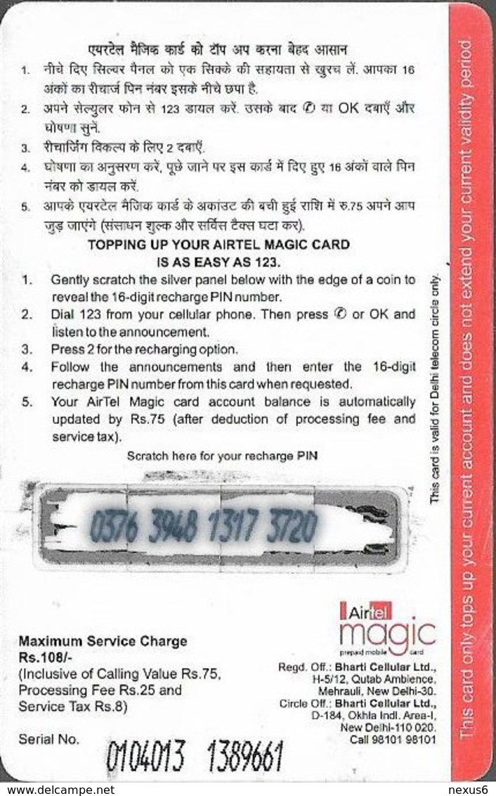 India - Airtel - Magic, Woman Dancing, GSM Refill 108₹, Used - India