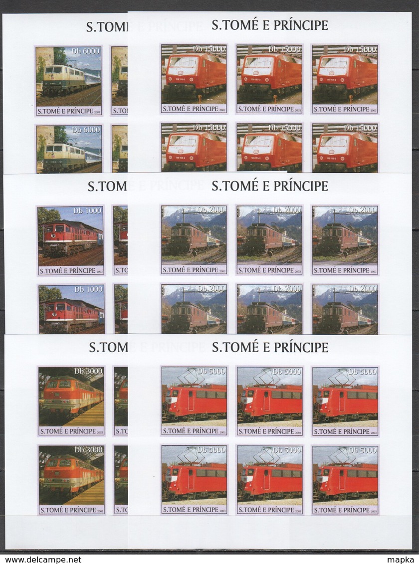 XX437 IMPERF 2003 S. TOME E PRINCIPE TRANSPORT TRAINS 6SET MNH - Trains