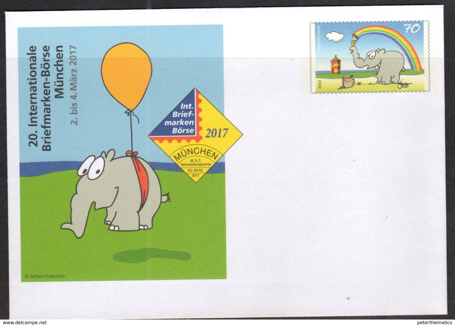 GERMANY, 2017, MINT POSTAL STATIONERY, PREPAID ENVELOPE, COMEDIANS, OTTO WAALKES , GREETING STAMP, ELEPHANTS, - Other & Unclassified