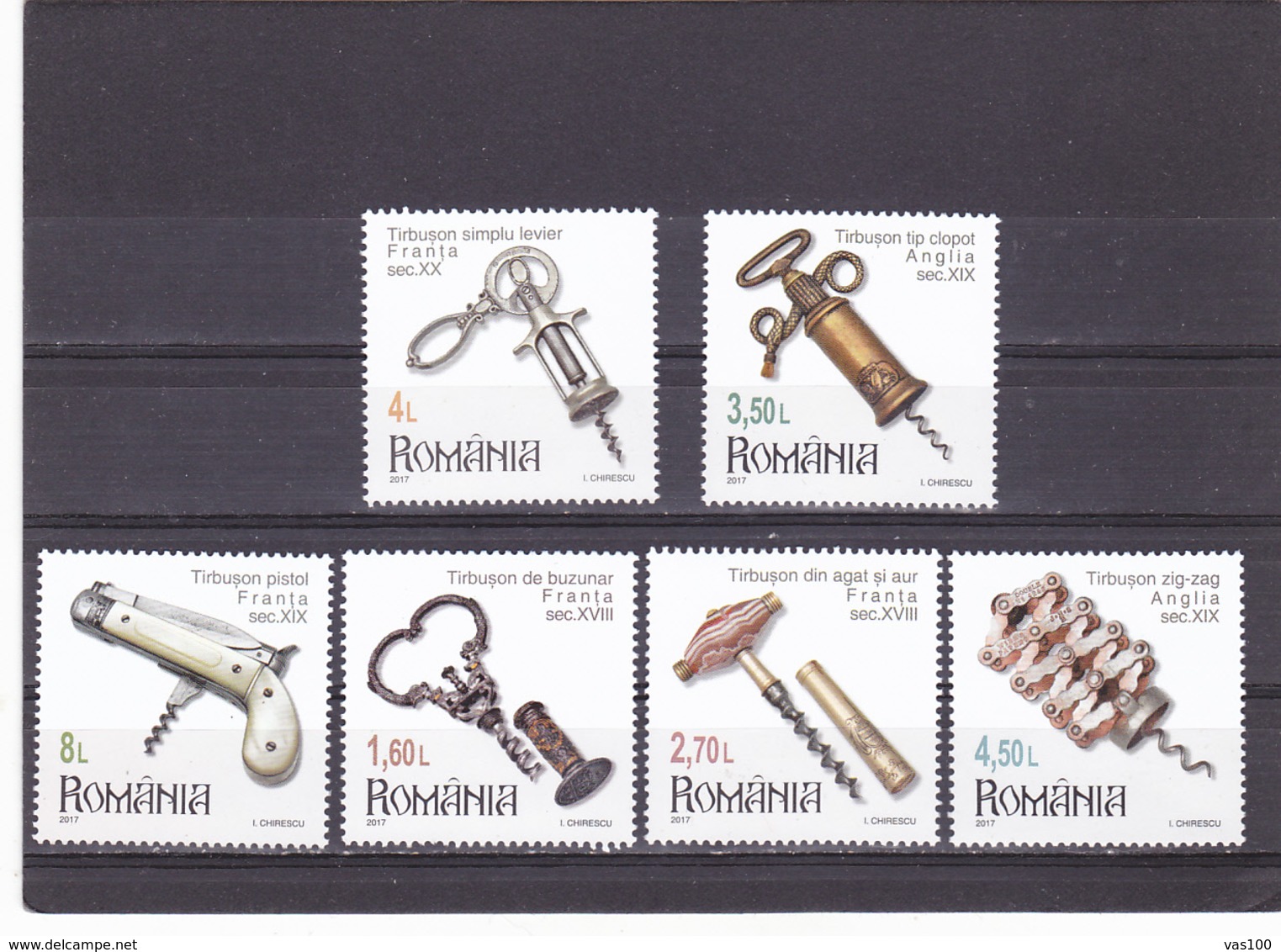 CORKSCREWS,FULL SET 2017,MNH,ROMANIA. - Nuevos