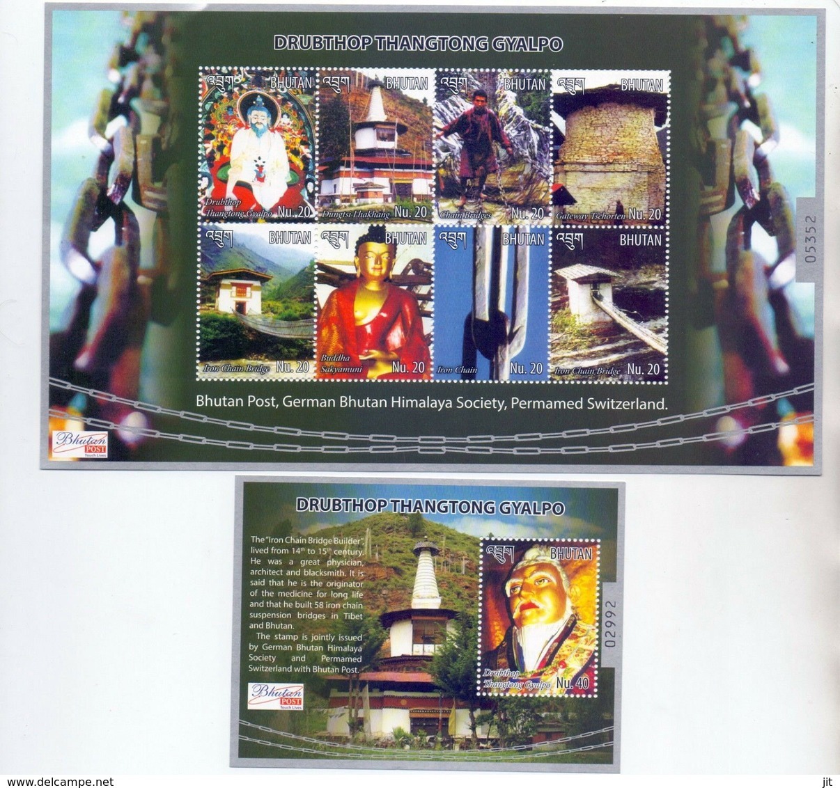 081. BHUTAN 2015 STAMP M/S + S/S DR UBTHOP THANGTONG GYALPO, BUDDHA, BRIDGE.MNH - Bhoutan