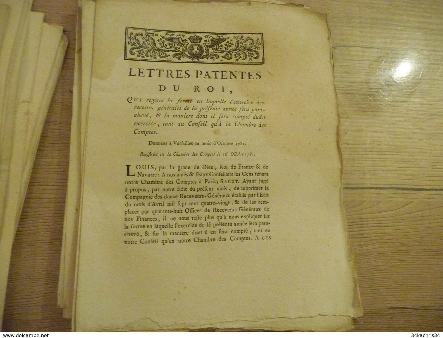 Lettres Patentes Du Roi  Du Roi Octobre 1781 Exercice Des Recettes - Gesetze & Erlasse