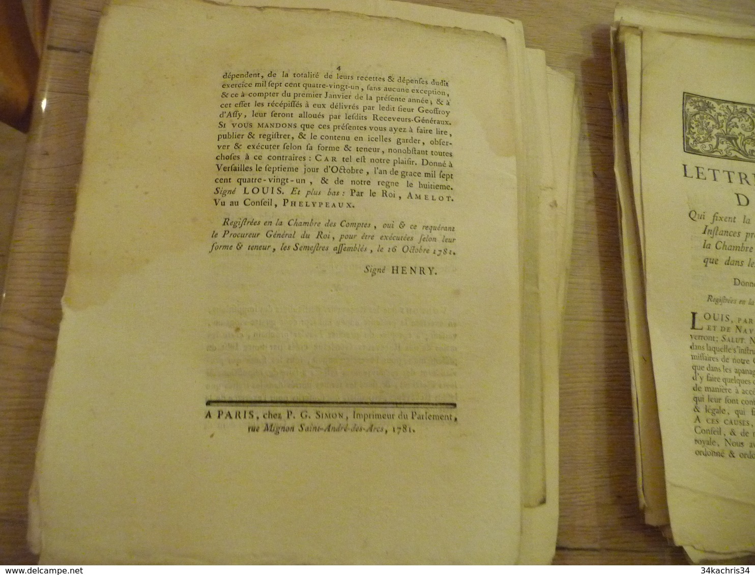 Lettres Patentes Du Roi  Du Roi Octobre 1781 Exercice Des Recettes - Decrees & Laws