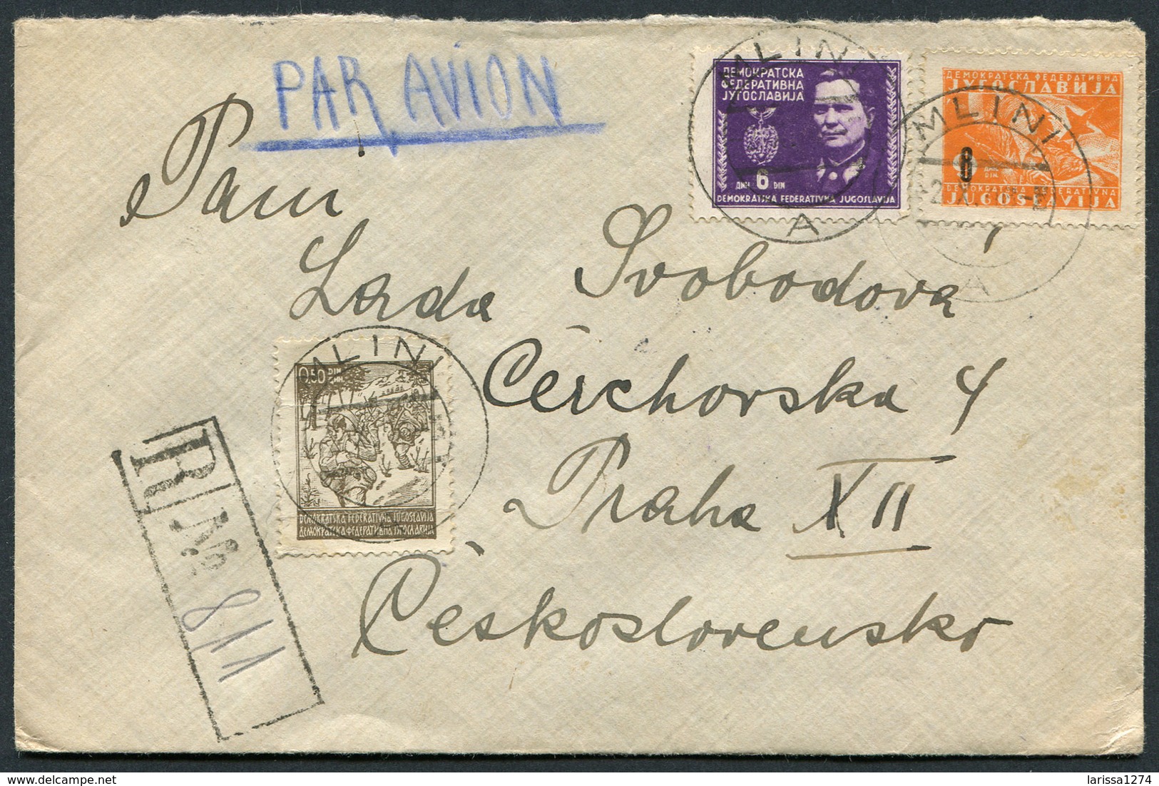 4.Yugoslavia 1946 Tito Partisans R-letter Air Mlini Prague - Lettres & Documents