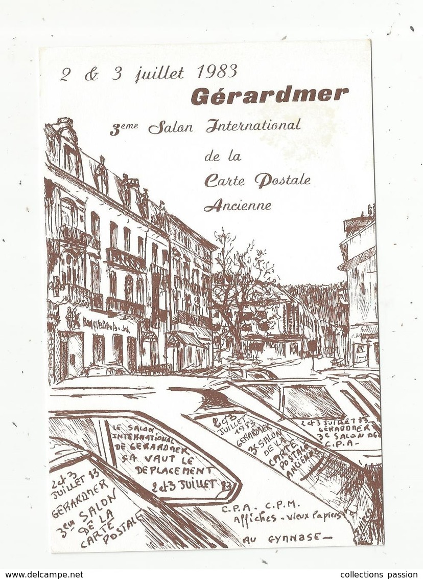 Cp, Bourses & Salons De Collections, 3 E Salon De La Carte Postale 1983 ,Gérardmer, 88 , Invitation Vin D'honneur - Bolsas Y Salón Para Coleccionistas