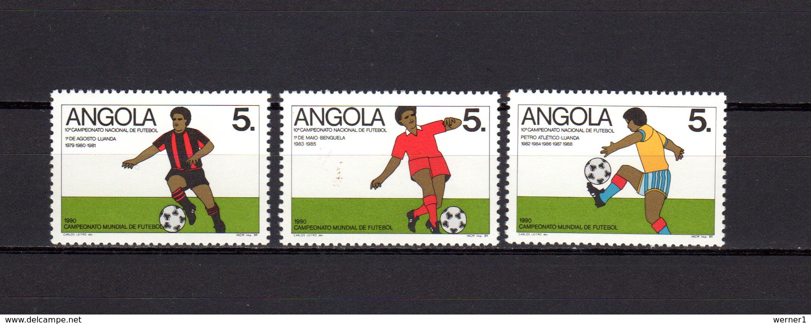 Angola 1989 Football Soccer World Cup Set Of 3 MNH - 1990 – Italia