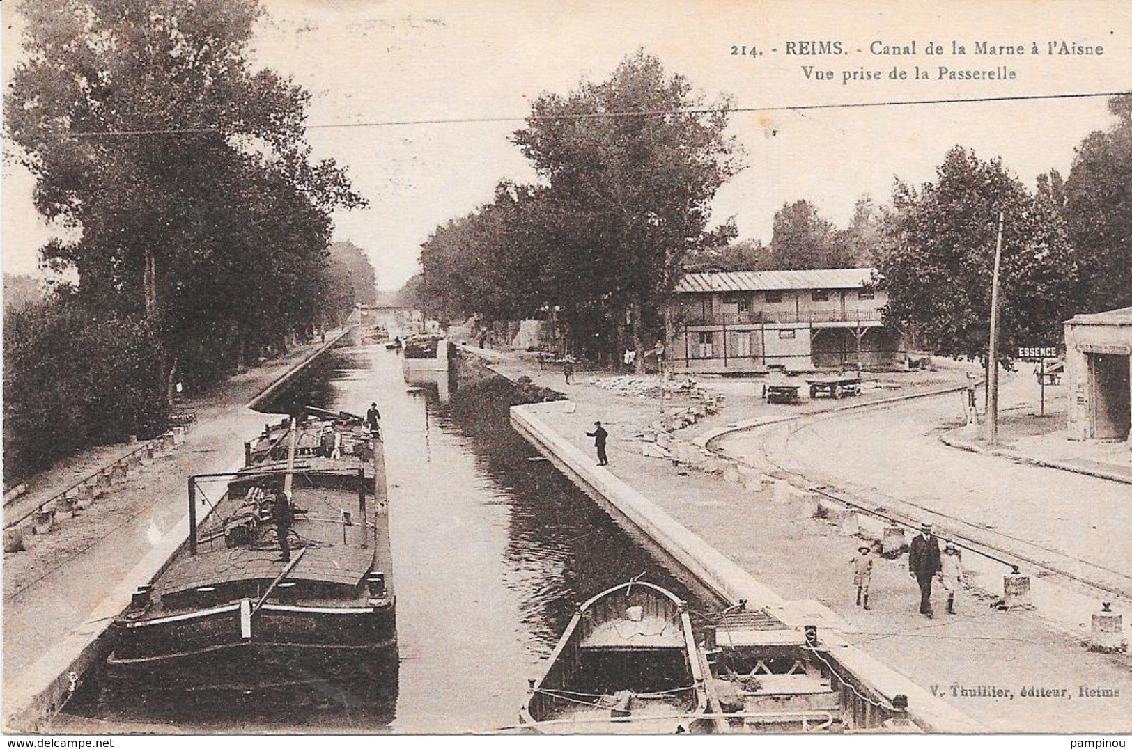 51 REIMS - Péniches - Canal De La Marne à L'Aisne, Vue Prise De La Passerelle - Reims