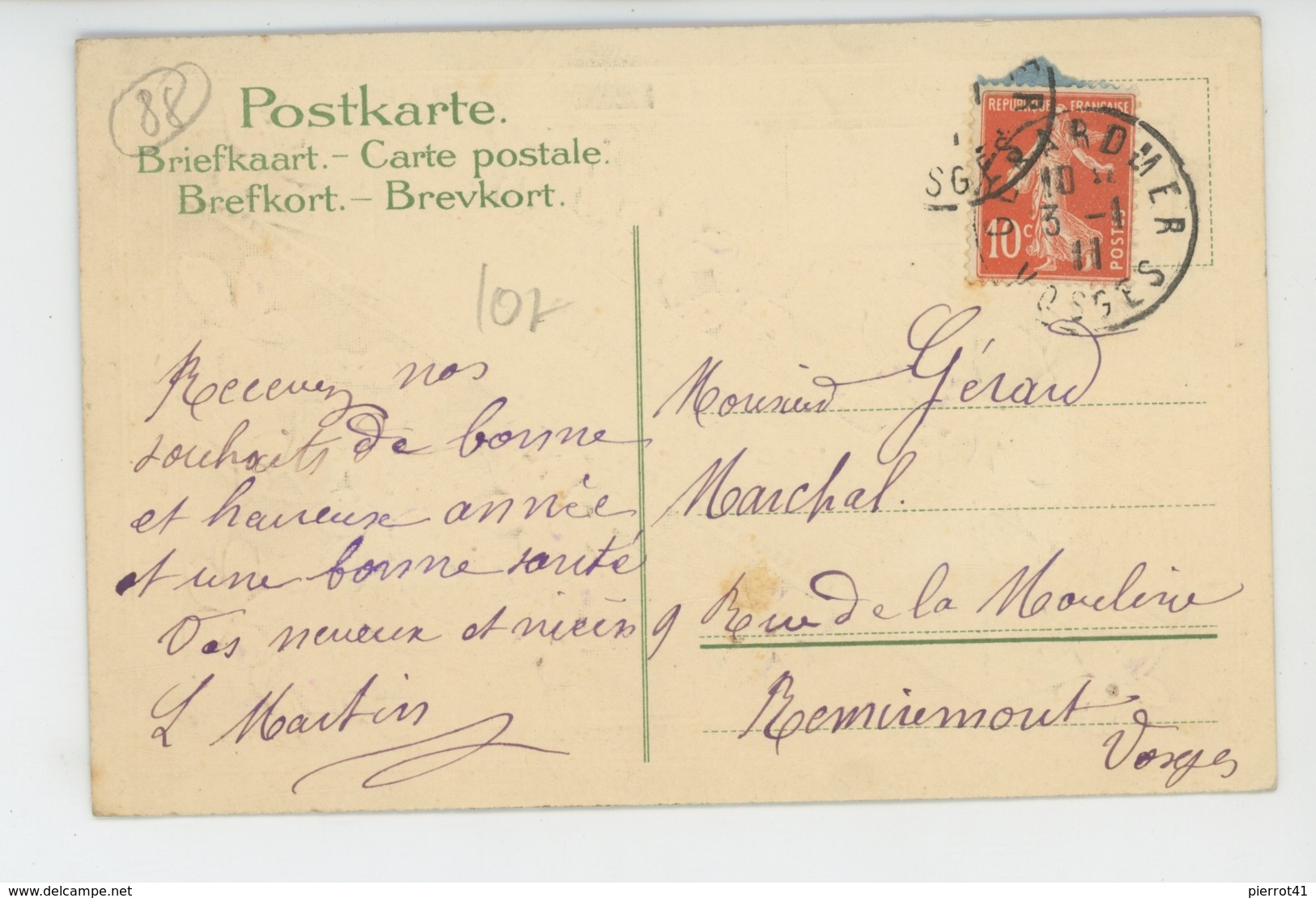 GERARDMER - Jolie Carte Gaufrée Avec Dorures Fleurs "Bonne Année De GERARDMER " (embossed Postcard) - Gerardmer