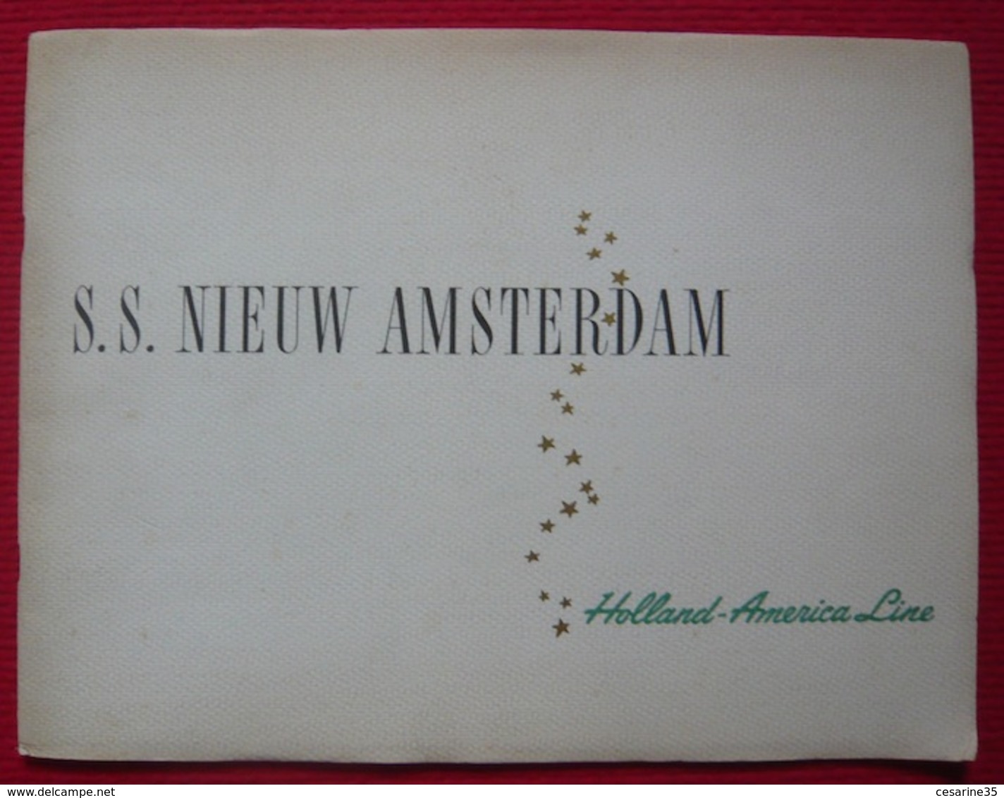 Plaquette Du Paquebot  S. S. Nieuw Amsterdam Holland-America Line 1950 - Europe