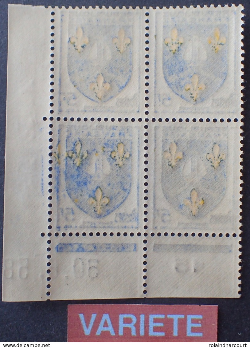 R1949/1470 - 1958 - BLASON DE LA SAINTONGE - N°1005 BLOC NEUF** CdF Daté - VARIETE ➤➤➤ Impression RECTO VERSO Partielle - Neufs