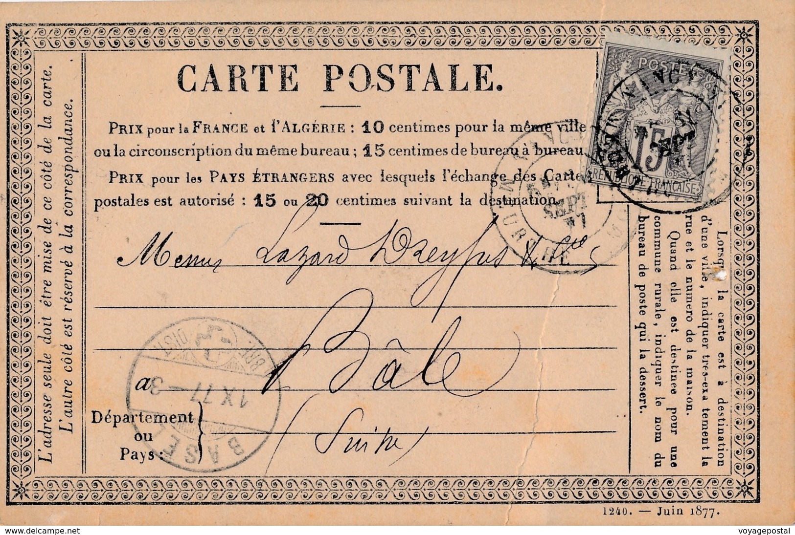 CARTE PRECURSEUR HEYMAN SAGE NANCY MEURTHE ET MOSELLE BALE SUISSE BASEL - Precursor Cards