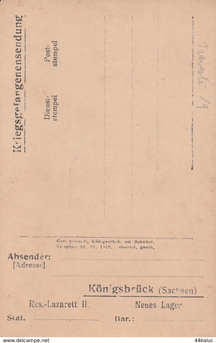 Camp De Prisoniers Travestis (scan Recto Verso) - Königsbrück