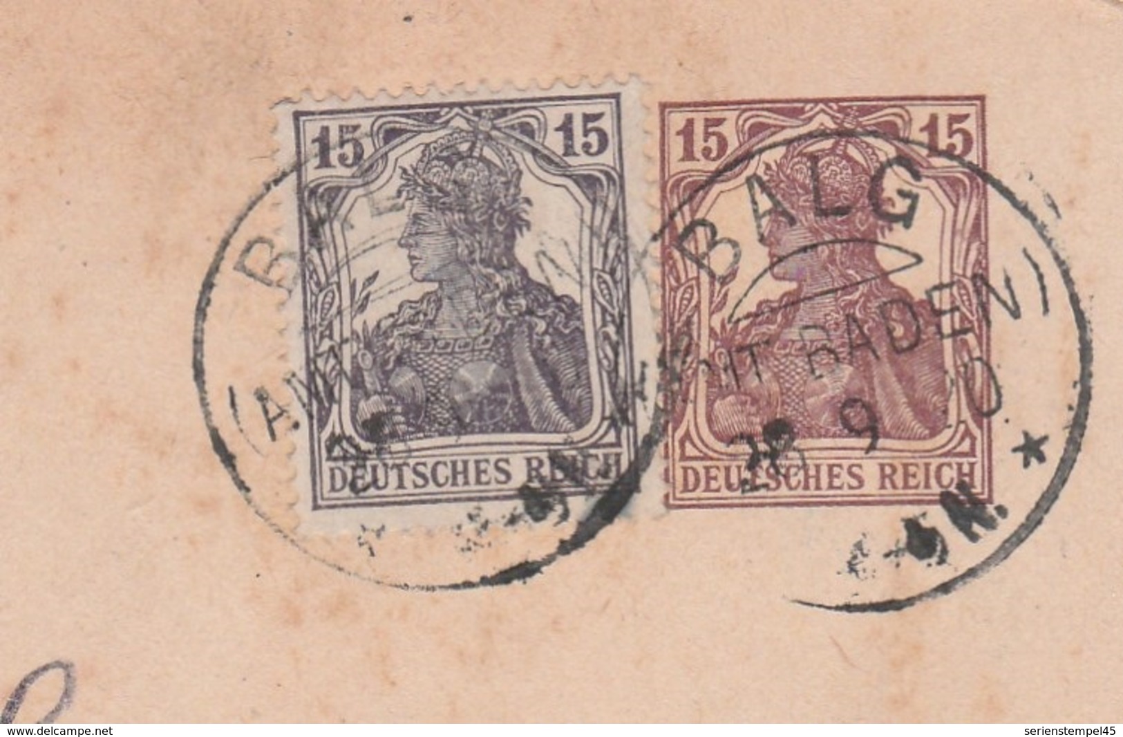 Deutsches Reich Karte Mit Tagesstempel Balg Amt Baden 1920 KOS Stempel - Briefe U. Dokumente