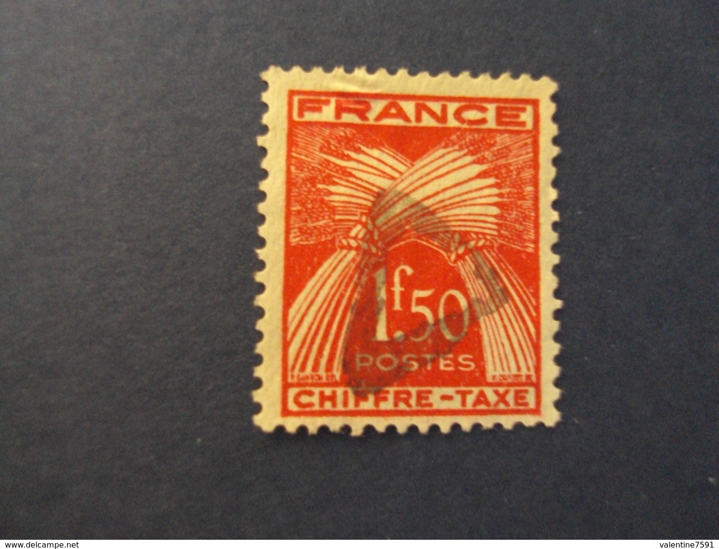 1943-46 TAXES Légende "CHIFFRE TAXE" Gerbes De Blé    -    Oblitéré N° 71  "  1f50 Rouge Orangé"        Net       3 Euro - 1859-1959 Oblitérés