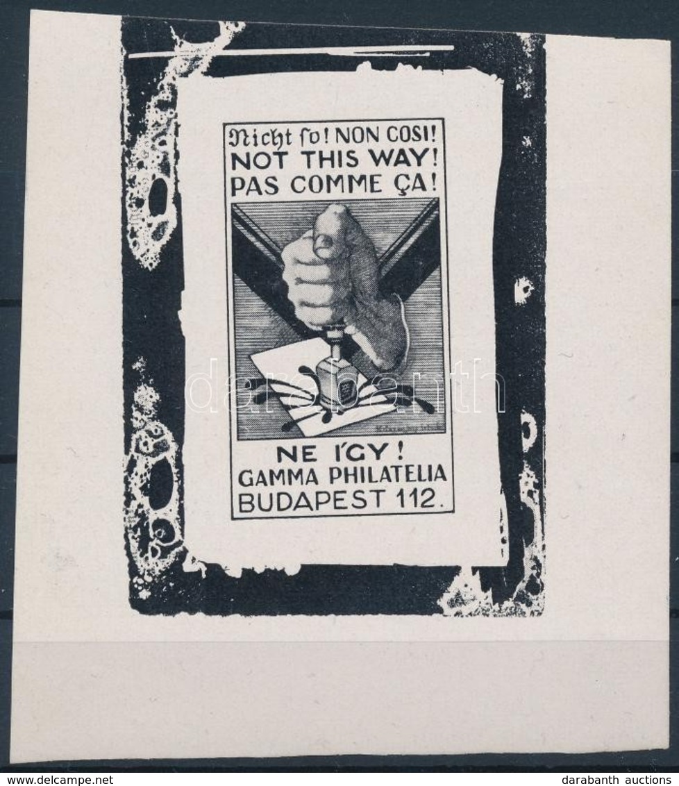 (*) 1925 Gamma Philatelia: Ne így! Egy Bélyegképes Fekete Próbanyomat RR! - Otros & Sin Clasificación