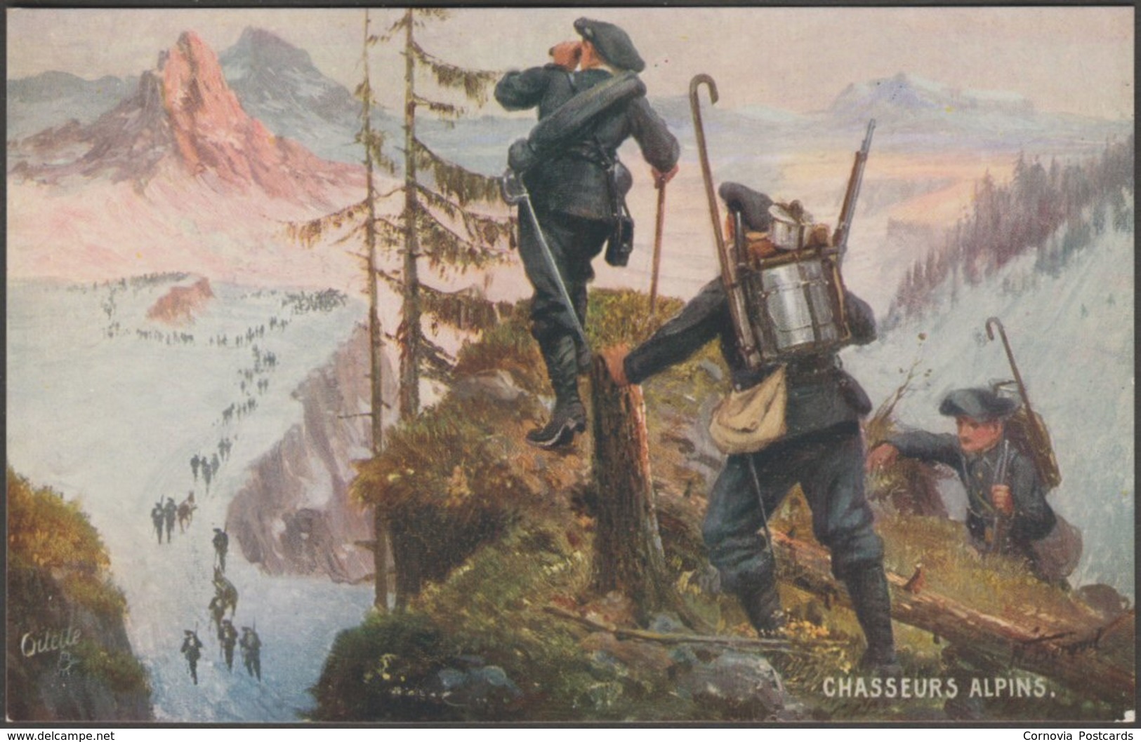 N Beraud - Chasseurs Alpins, 1917 - Tuck's Oilette Postcard - Beraud