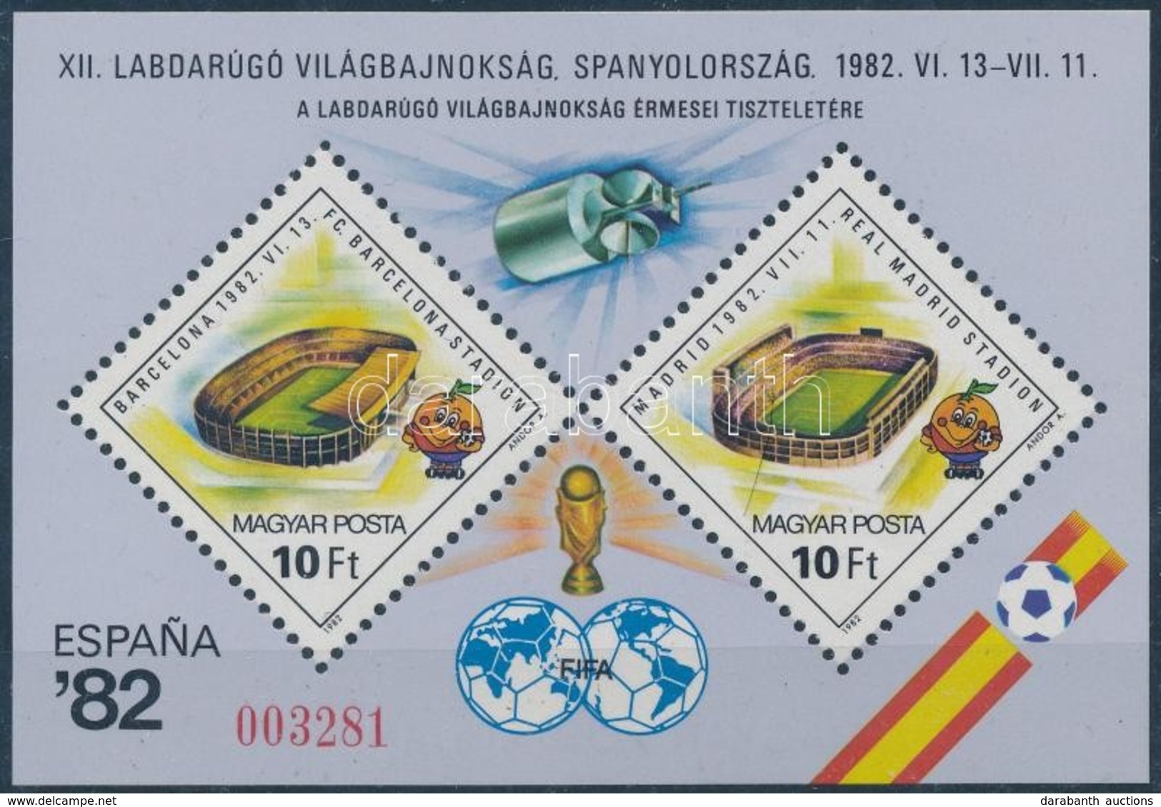 ** 1982 Labdarúgó Világbajnokság (IV.) - Spanyolország Blokk - Ajándék (ujjlenyomat / Fingerprint) (30.000) - Otros & Sin Clasificación