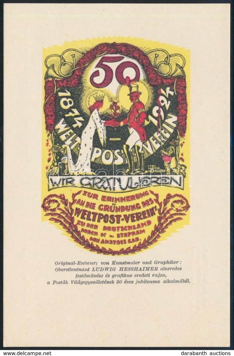 1924 UPU 50 éves Jubileuma Hesshaimer Lajos Festő és Grafikusművész Luxus Minőségű Grafikai Lapja R! - Otros & Sin Clasificación