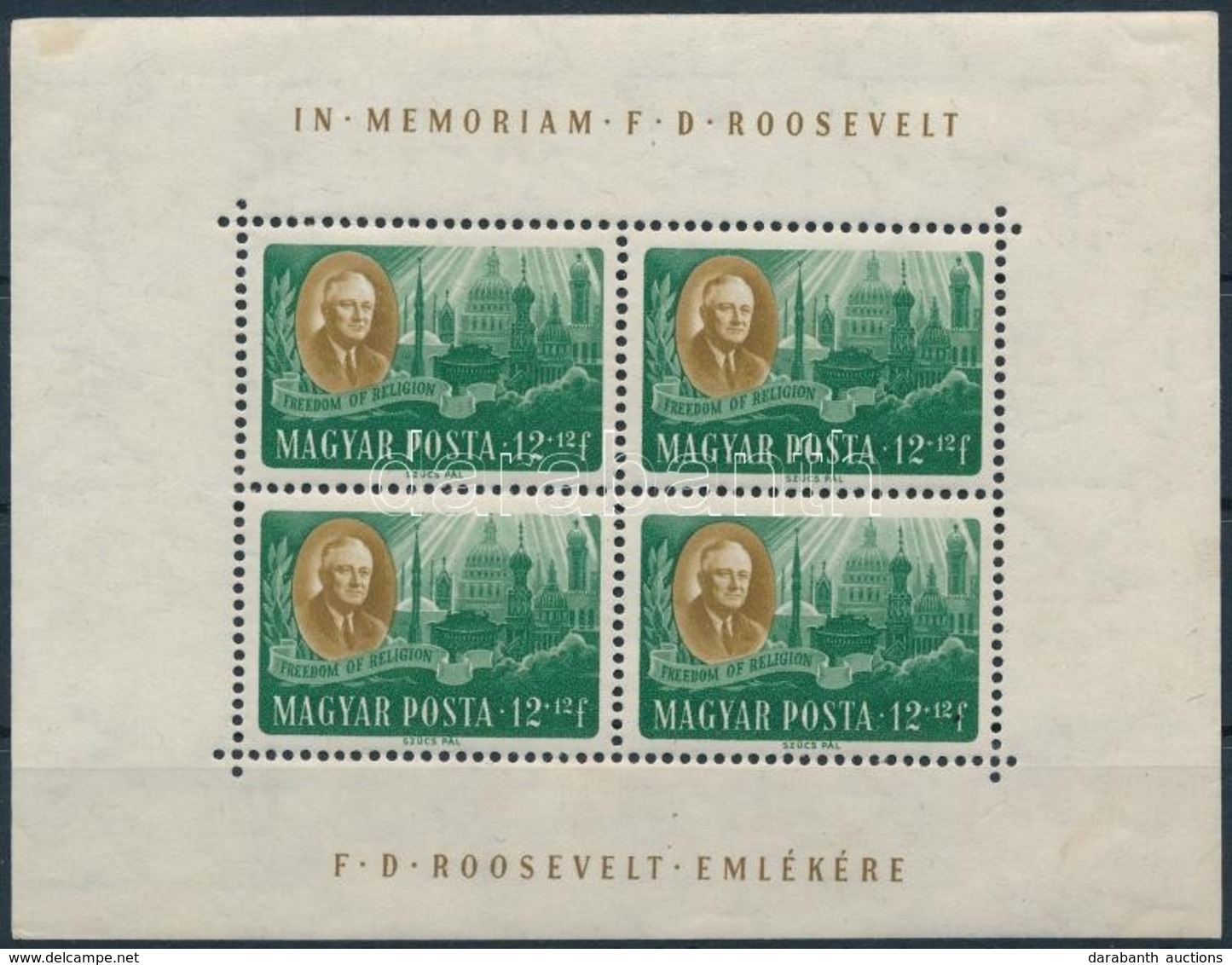 * 1947 Roosevelt 12f Kisív - Sonstige & Ohne Zuordnung