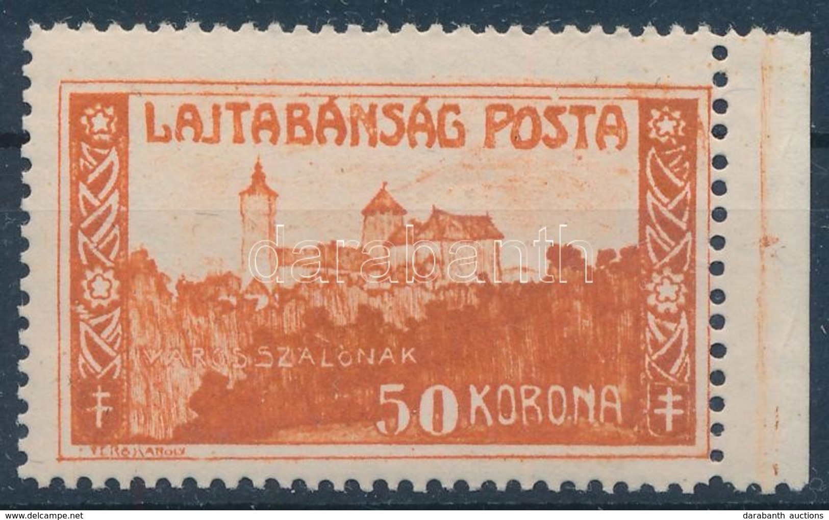 ** 1921 Nyugat-Magyarország VII. 50K Narancssárga, ívszéli Bodor Vizsgálójellel - Otros & Sin Clasificación