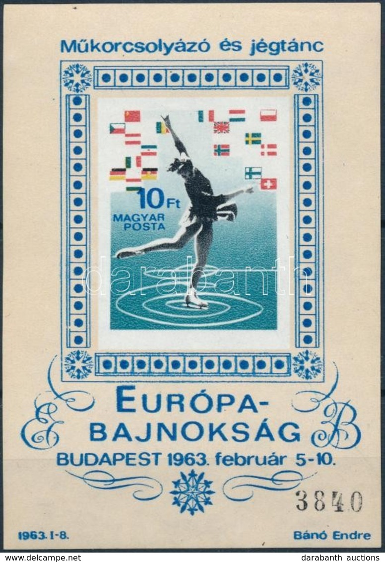 ** 1963 Műkorcsolyázó és Jégtánc Európa-Bajnokság Vágott Blokk (16.000) - Sonstige & Ohne Zuordnung