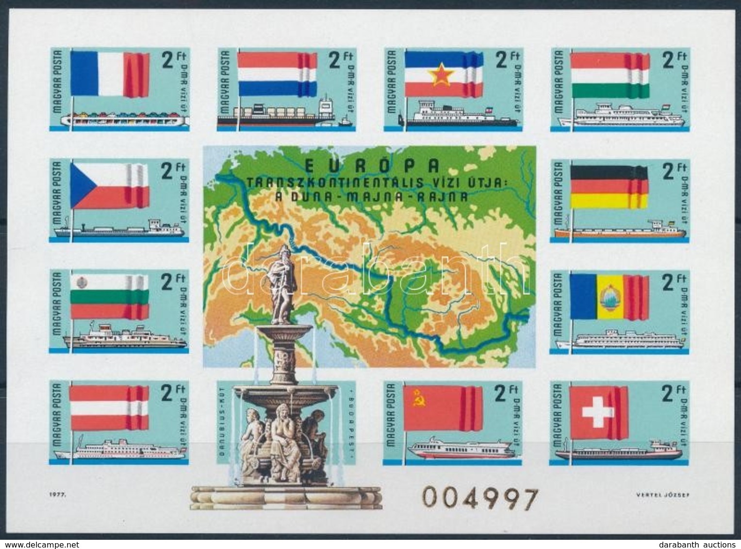 ** 1977 Európai Transzkontinentális Vízi Útja: A Duna-Majna-Rajna Vágott Blokk (25.000) - Otros & Sin Clasificación