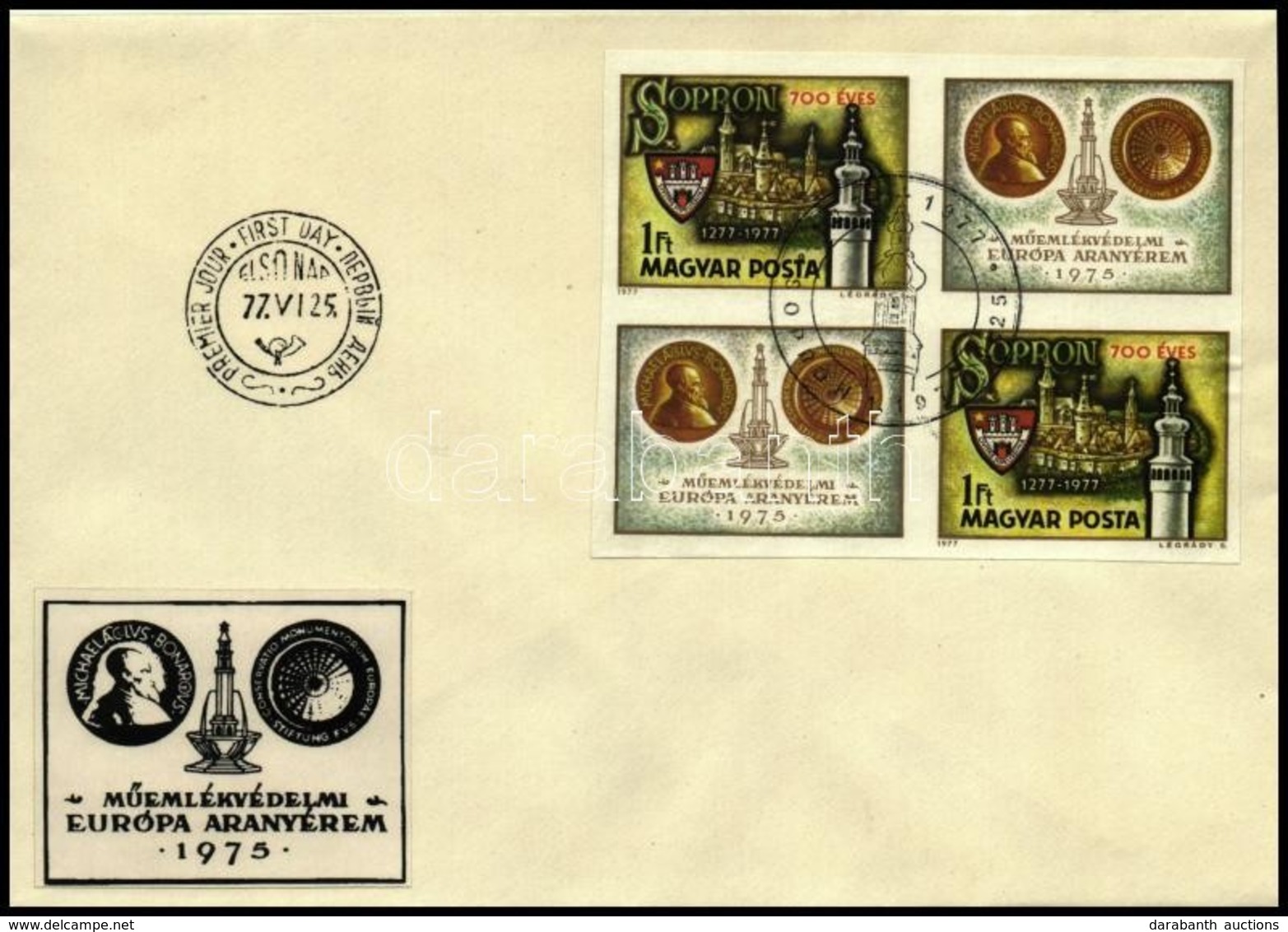 1977 Sopron Vágott Szelvényes Négyestömb FDC-n - Sonstige & Ohne Zuordnung