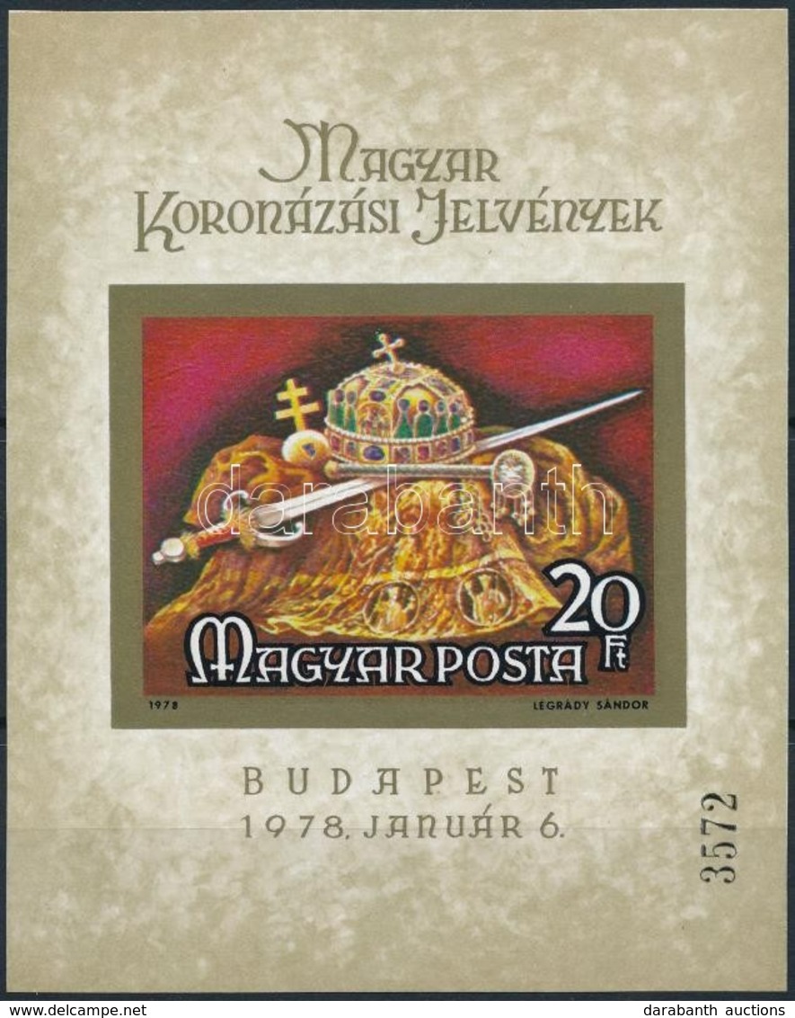 ** 1978 Magyar Koronázási Jelvények Vágott Blokk (ujjlenyomat / Fingerprint) (6.000) - Otros & Sin Clasificación