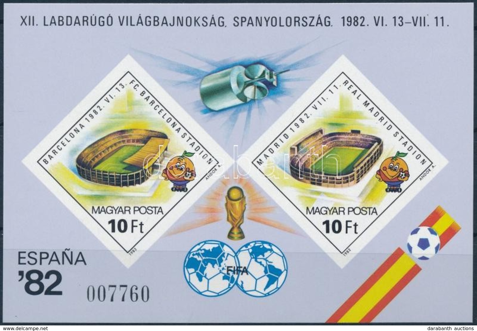 ** 1982 Labdarúgó Világbajnokság (IV.) - Spanyolország Vágott Blokk (4.500) - Sonstige & Ohne Zuordnung