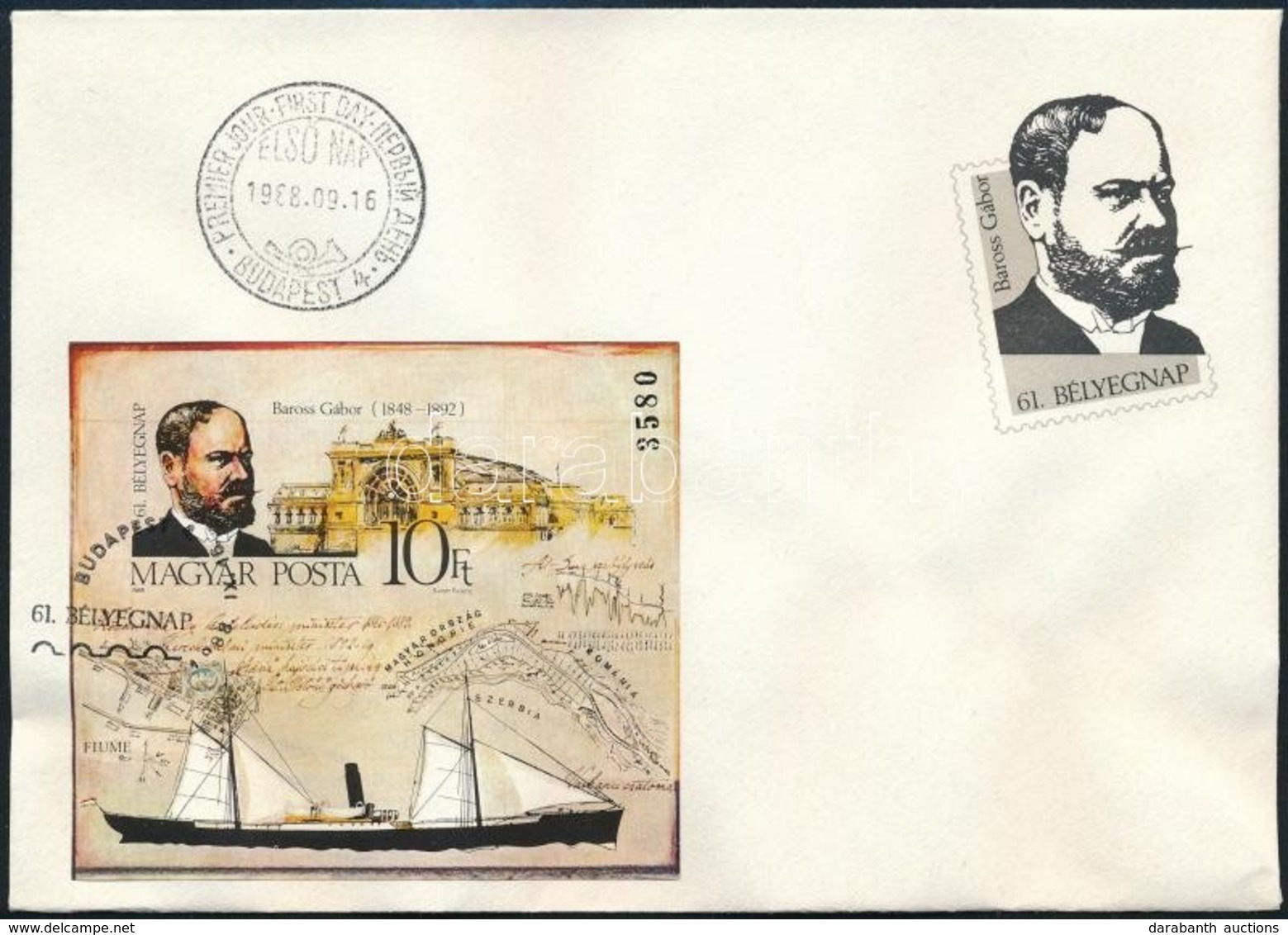 1988 Bélyegnap (61.) Vágott Blokk FDC (7.000) - Sonstige & Ohne Zuordnung