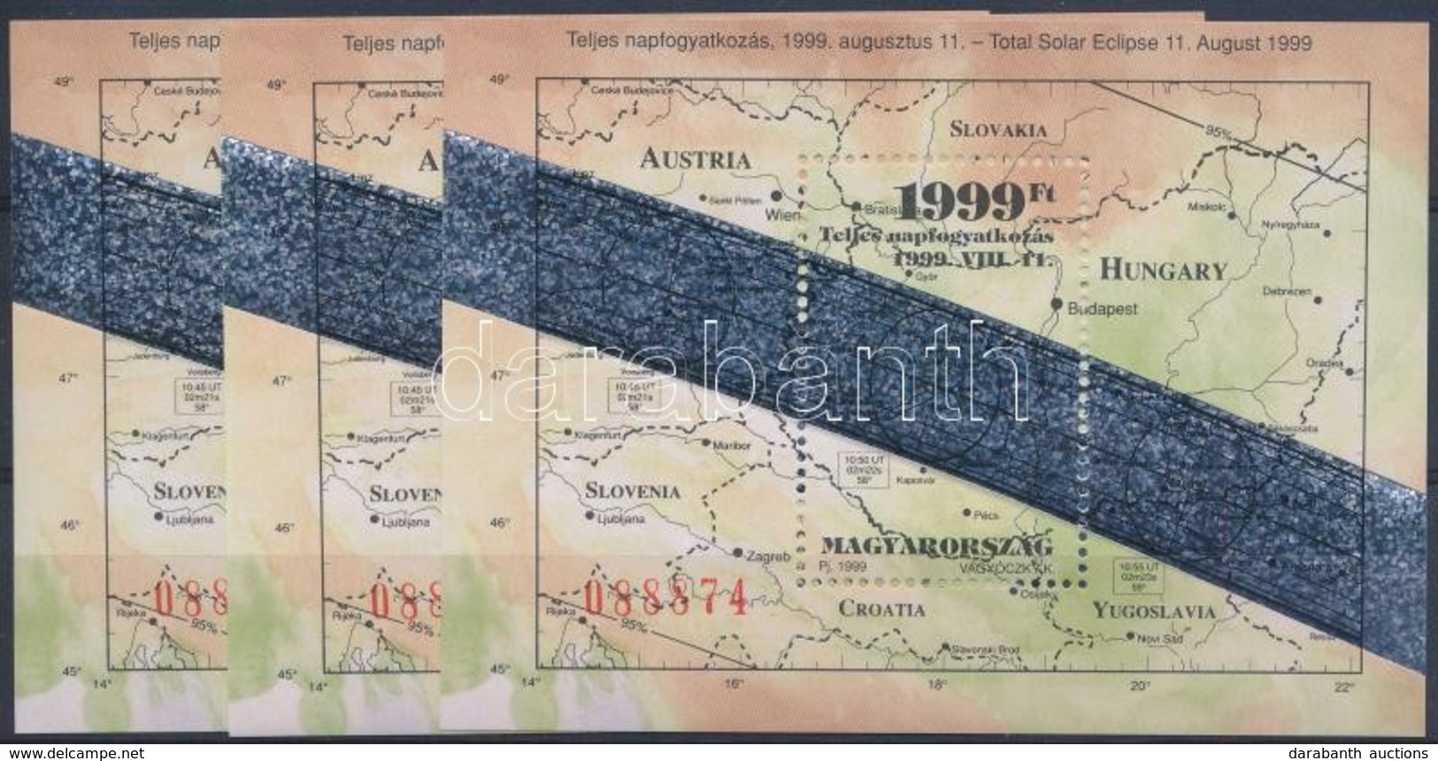 ** 1999 3 Db Napfogyatkozás Blokk, Névérték: 6.000Ft (13.500) - Otros & Sin Clasificación