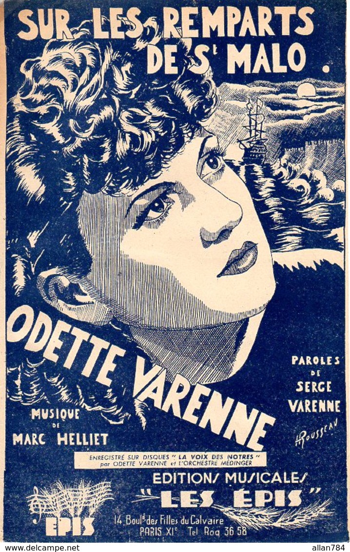 SUR LES REMPARTS DE SAINT MALO - DE HELLIET / VARENNE - PAR ODETTE VARENNE. - 1945 - BON ETAT - - Altri & Non Classificati