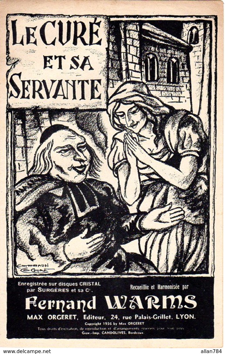 VIEILLE CHANSON BRETONNE - LE CURE ET SA SERVANTE - E. COCARD DESSIN - 1936 - EXC ETAT - - Autres & Non Classés