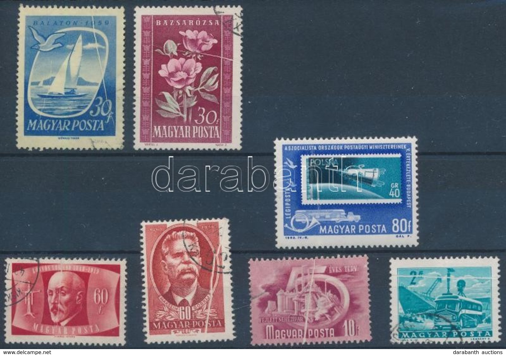 ** O 1948-tól 7 Klf Magyar Bélyeg Papírránccal  (1 Postatiszta) - Otros & Sin Clasificación