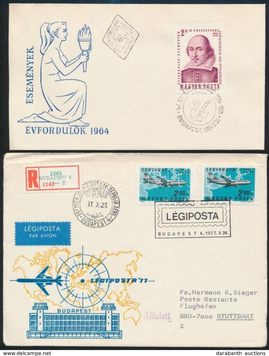 1964-1977 2 Db Vágott FDC - Otros & Sin Clasificación