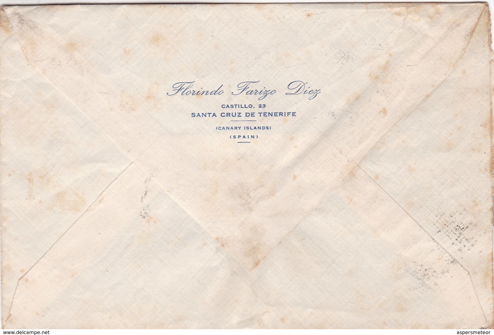 ESPAÑA - CIRCULATED ENVELOPE FROM SANTA CRUZ, TENERIFE TO BUENOS AIRES, ARGENTINA IN 1961 BY AIR MAIL, REGISTERED -LILHU - Lettres & Documents