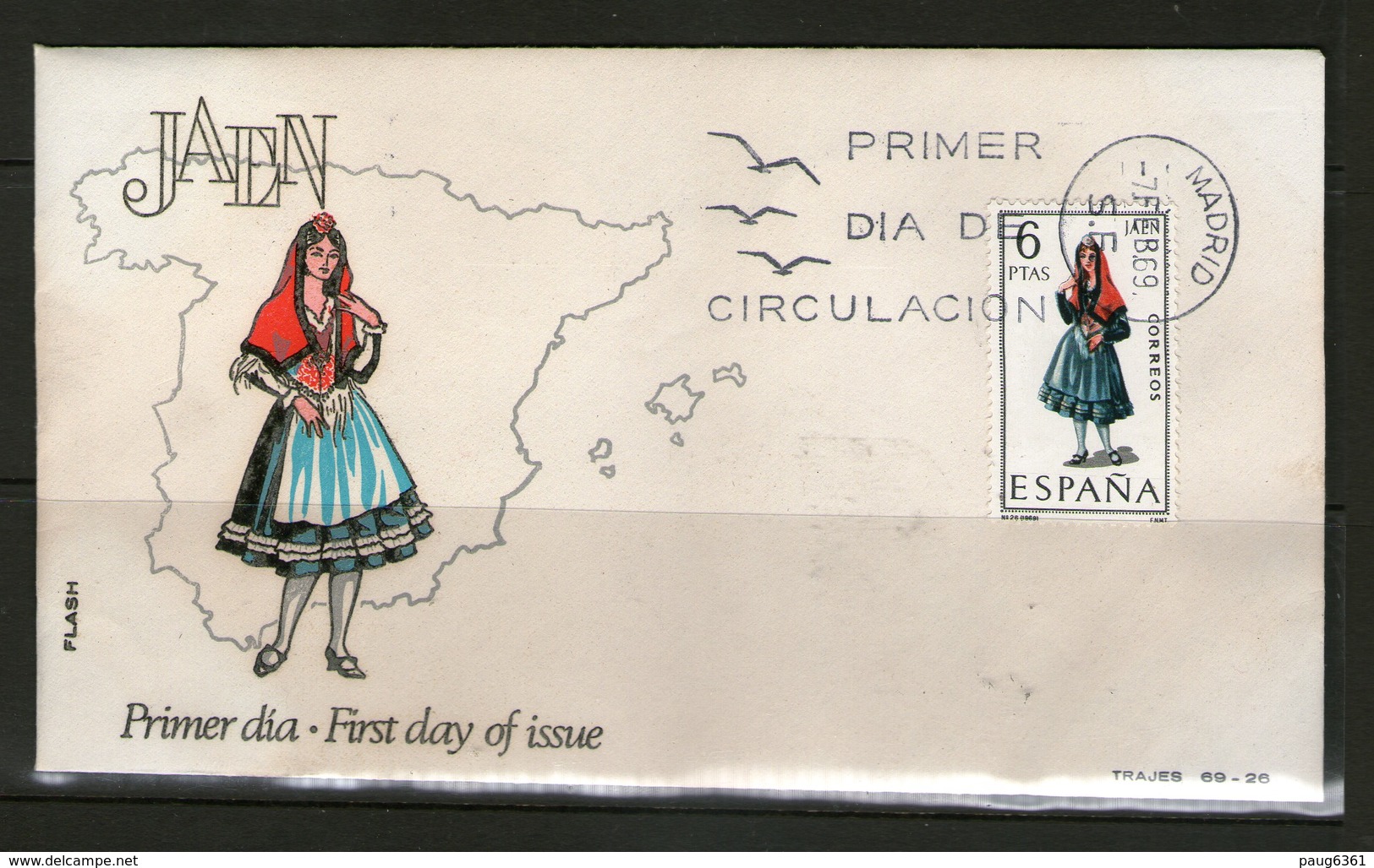 ESPAGNE 1969 5 FDC COSTUME   YVERT  N° - FDC