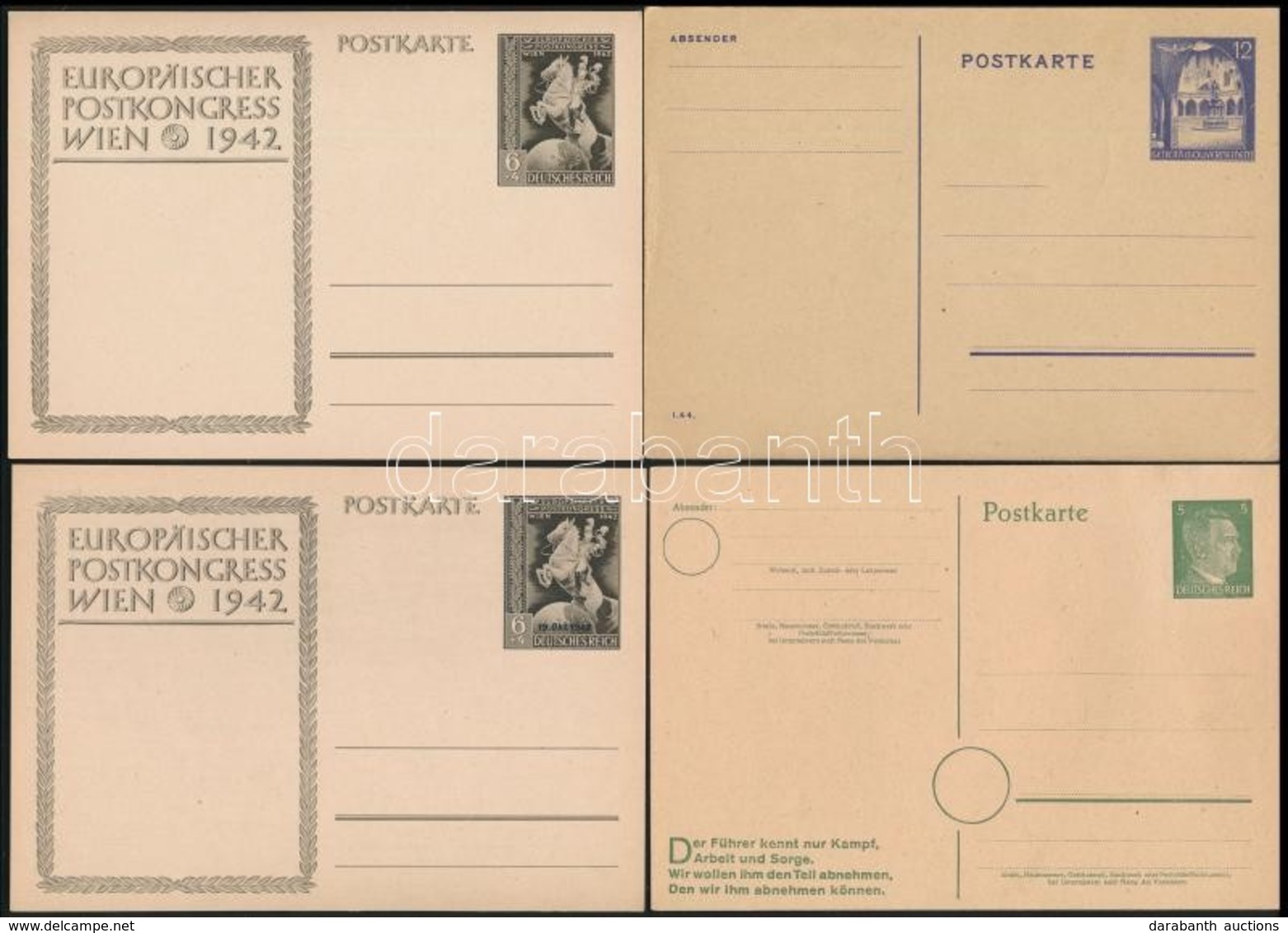5 Db Régi Deutsches Reich Díjjegyes Levelezőlap, Használatlan - Sonstige & Ohne Zuordnung