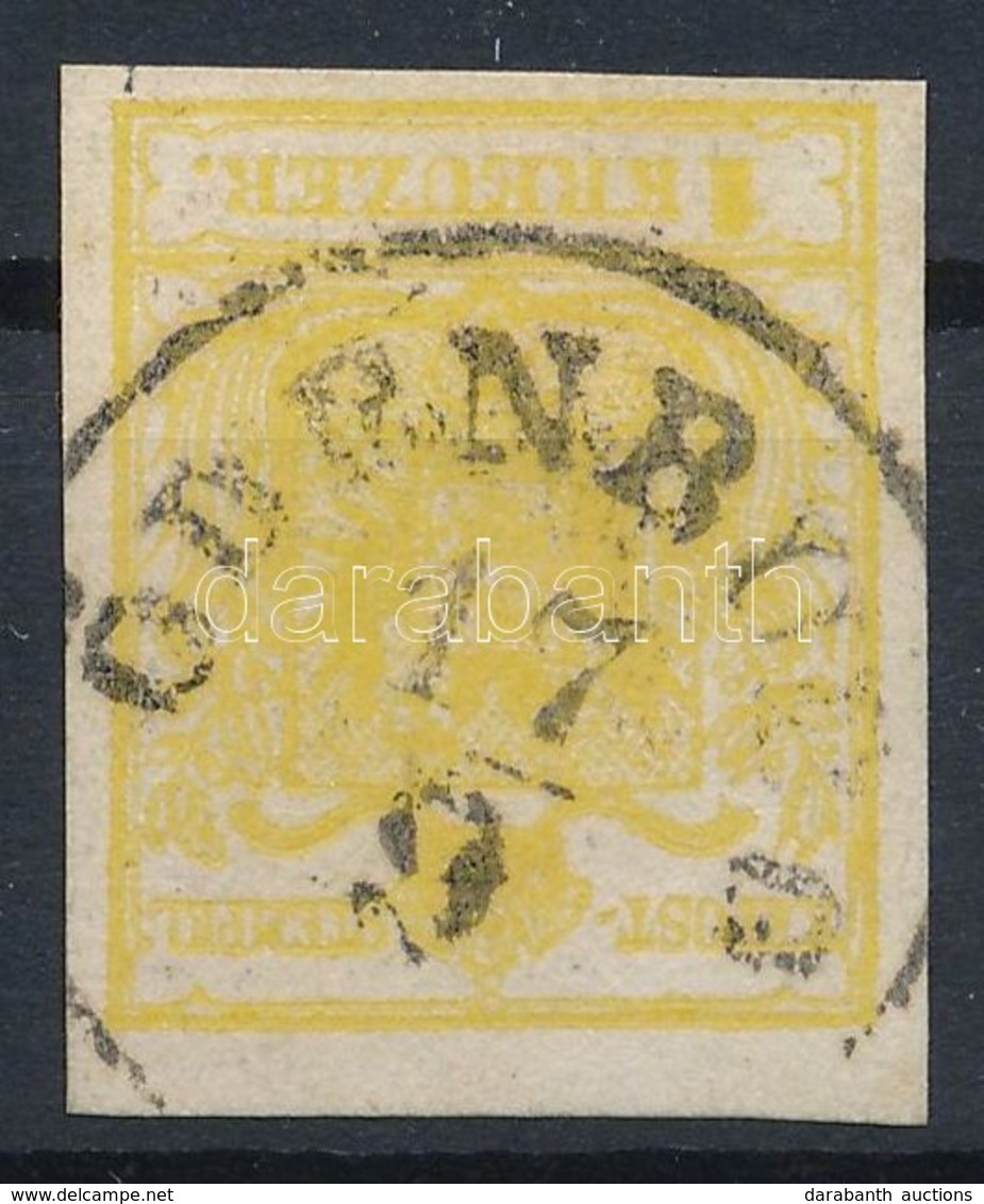O 1850 1kr MP III Citromsárga / Yellow 'ODENBURG' Certificate: Strakosch - Otros & Sin Clasificación