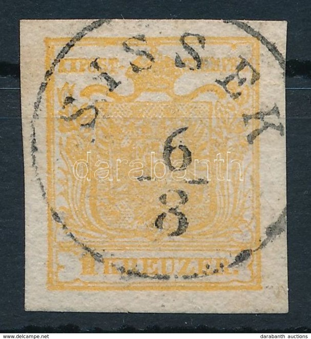 O 1850 1kr HP Ib Narancs / Orange 'SISSEK' Certificate: Strakosch - Otros & Sin Clasificación