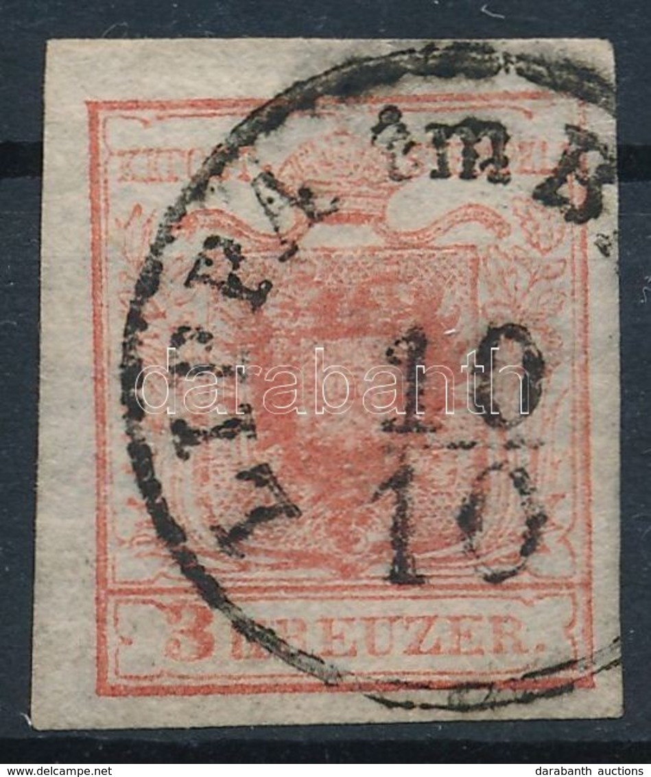 O 1850 3kr HP Ib Kárminrózsa, Száraznyomat, Kiemelt Sas / Carmaine Rose, Dry Print, Highlighted Eagle  'LIPPA Im B(ANAT) - Otros & Sin Clasificación