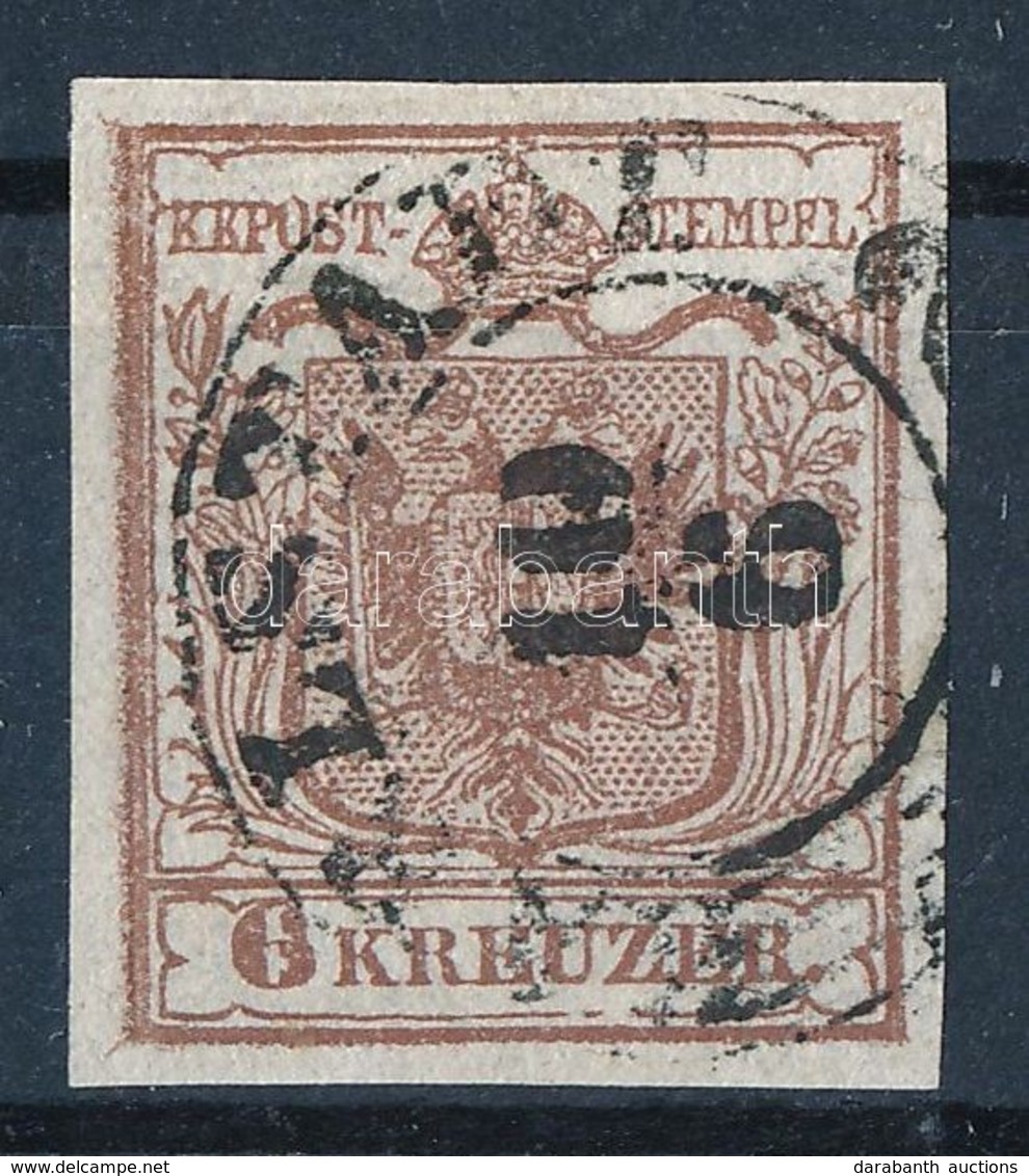 O 1850 6kr HP Ib Sötét Vörösbarna, Látványos ívszéli Nyomat / Light Red-brown, Margin Piece 'KARLSTADT' Certificate: Ste - Otros & Sin Clasificación